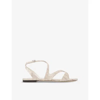 JIMMY CHOO WOMENS ROCCIA AYLA SNAKESKIN-PATTERN LEATHER FLAT SANDALS EUR 38/5 UK