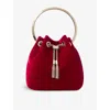 Jimmy Choo Womens Ruby Red/silver Bon Bon Velvet Top-handle Bag In Ruby Red/silver
