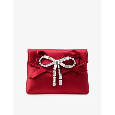 Jimmy Choo Womens  Soft Bow Satin Card Holder In Red