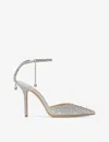 Jimmy Choo Saeda 100 Crystal-embellished Satin Heeled Courts In Silver