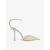 Jimmy Choo Platinum Glitter Saeda 100 Pumps In Platinum Ice/crystal