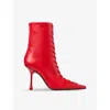 Jimmy Choo Womens Postbox Red Scarlett 95 Lace-up Leather Heeled Ankle Boots In Postbox Red