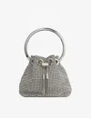 Jimmy Choo Womens Silver Bon Bon Micro Crystal-embellished Mesh Top-handle Bag In Silver
