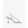 Jimmy Choo High Heel Metallic Sandals With Buckle Strap In Silver