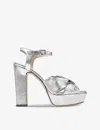 Jimmy Choo Heloise 120 Metallic Nappa Leather Platform Sandals In Silver