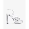Jimmy Choo Karli 125 Metallic Leather Platform Sandals In Silver