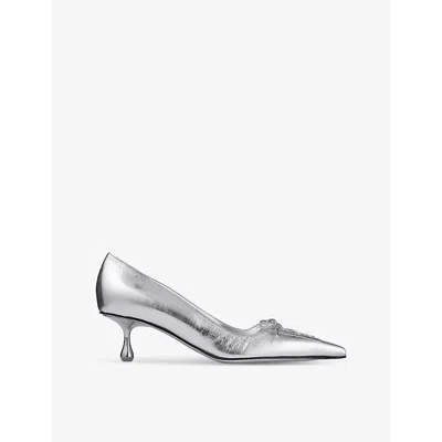 JIMMY CHOO WOMENS SILVER SCARLETT 50 VINTAGE METALLIC-LEATHER COURTS EUR 37.5 / 4.5 UK