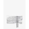 Jimmy Choo Rectangular Clutch Metallic Finish Embellished Strap In Silver/silver