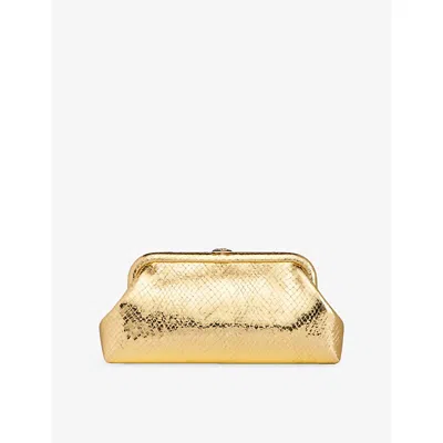 Jimmy Choo Womens Gold/light Gold Skylar Leather Clutch