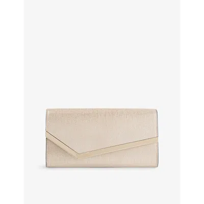 Jimmy Choo Womens Emmie Soft Metallic Linear Leather Clutch Soft Gold/light Gold