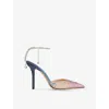 Jimmy Choo Embellished Pointed Toe Stiletto Heel Pumps In Sunrise Mix/crystal