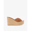 Jimmy Choo Leather Espadrille Sole Wedges With Wedge Heel In Neutral