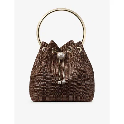 Jimmy Choo Bon Bon Woven Top-handle Bag In Purple