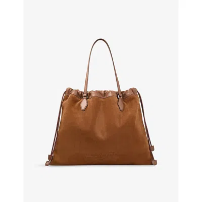 Jimmy Choo Womens Tan/light Gold Drawstring Large Suede Tote Bag In Multi