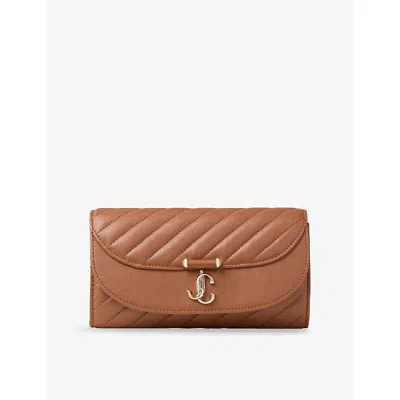 Jimmy Choo Womens Tan/shiny Gold Curve Leather Wallet Chain