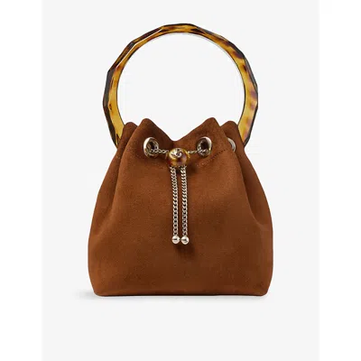 Jimmy Choo Womens Tan/tortoiseshell Bon Bon Suede Top-handle Bag In Brown