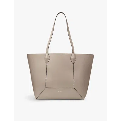 Jimmy Choo Womens  Diamond Logo-embossed Medium Leather Tote Bag In Taupe/taupe
