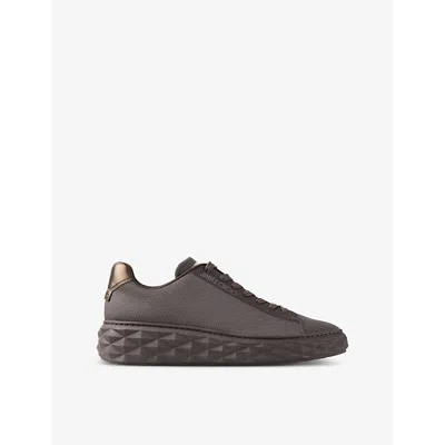 Jimmy Choo Womens Diamond Light Maxi Logo-embroidered Knitted Low-top Trainers V Coffee