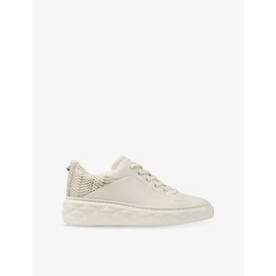JIMMY CHOO WOMENS V LATTE/ROCCIA DIAMOND MAXI F II LEATHER LOW-TOP TRAINERS EUR 39 / 6 UK
