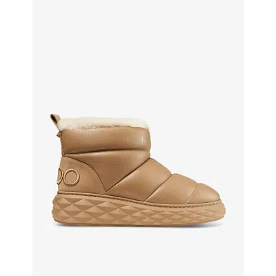 Jimmy Choo 30mm Xan Shearling Snow Boots In Camel