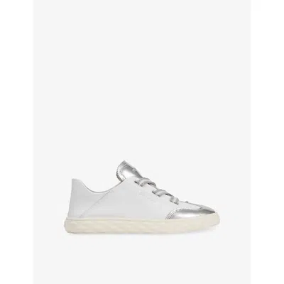 Jimmy Choo Womens V Silver/white Diamond Light Flex Leather Low-top Trainers Eur 36 / 3 Uk In Multi