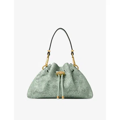 Jimmy Choo Small Cinch Perforated-detail Shoulder Bag In Blue