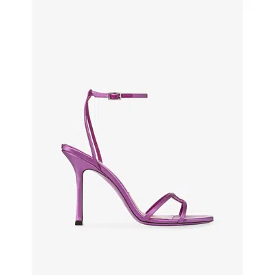Jimmy Choo Womens 1998 Leo 100 Satin Heeled Sandals Violet Orchid Eur 40 / 7 Uk In Purple
