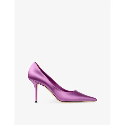 Jimmy Choo Womens Love 85 Satin Pumps Violet Orchid Eur 37 / 4 Uk In Purple