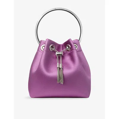 Jimmy Choo Womens Bon Bon Satin Top-handle Bag Violet Orchid/silver