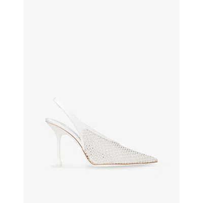 Jimmy Choo Womens Isa 95 Slingback Crystal-embellished Mesh Courts White/crystal Eur 37 / 4 Uk