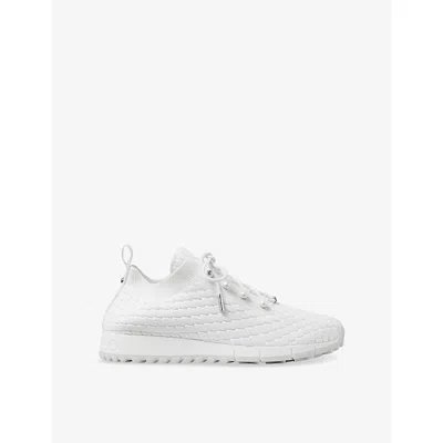 Jimmy Choo Womens X White Veles Diamond-texture Knitted Low-top Trainers Eur 38/5 Uk