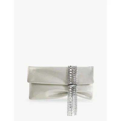 Jimmy Choo Womens Light Soft Gold/crys Zandra Shimmer Metallic-leather Clutch Bag