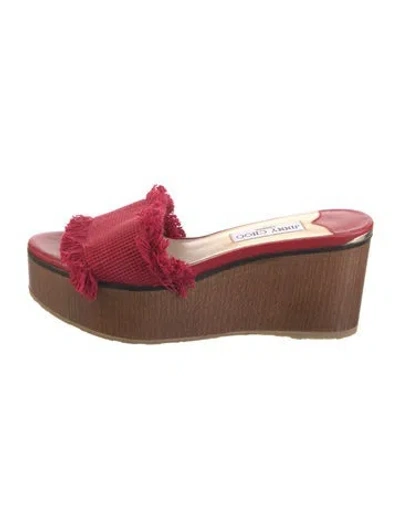 Pre-owned Jimmy Choo Wool Colorblock Pattern Slides In Red