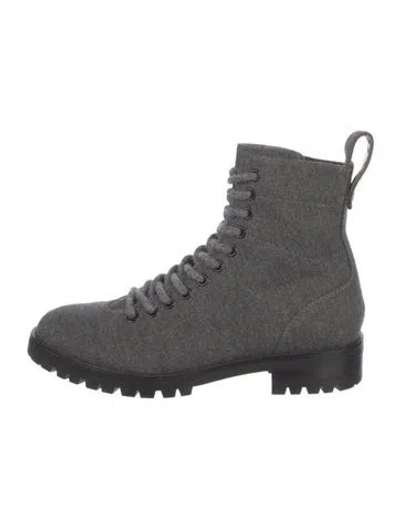 Pre-owned Jimmy Choo Wool Combat Boots In Gray