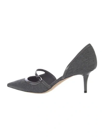 Pre-owned Jimmy Choo Wool Cutout Accent D'orsay Pumps In Gray