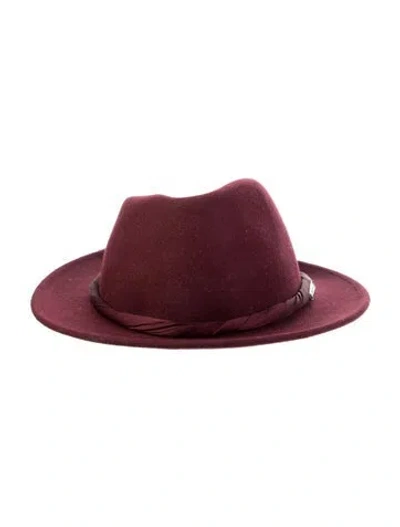 Pre-owned Jimmy Choo Wool Fedora Hat In Burgundy