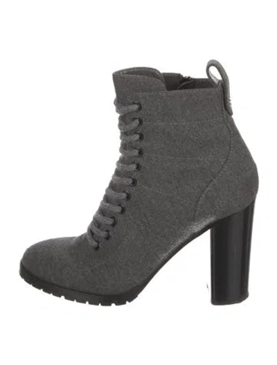 Pre-owned Jimmy Choo Wool Lace-up Boots In Gray
