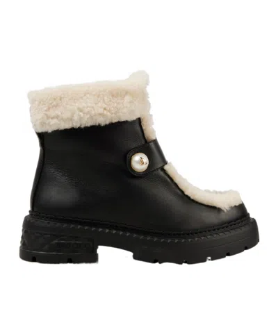 Jimmy Choo Wool-lined Short Boots In Black