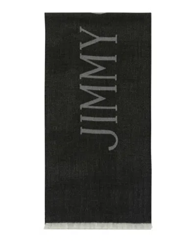 Jimmy Choo Wool Logo Scarf In Black