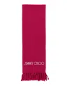 Jimmy Choo Wool Logo Scarf In Pink