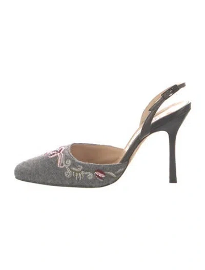 Pre-owned Jimmy Choo Wool Patterned Slingback Pumps In Gray
