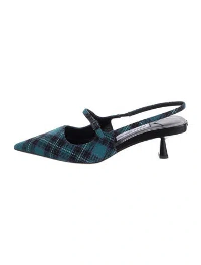 Pre-owned Jimmy Choo Wool Plaid Print Slingback Pumps In Blue