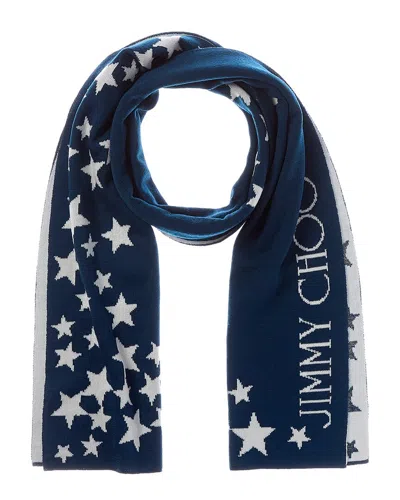 Jimmy Choo Wool-blend Scarf In Blue