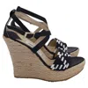 Jimmy Choo Woven Espadrille Wedge Sandals In Black Jute And Leather In Black
