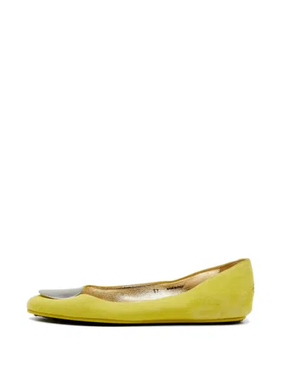 Pre-owned Jimmy Choo Wray Suede Ballet Flats In Yellow