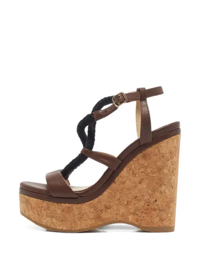 Pre-owned Jimmy Choo Wynwood Platform Sandals In Brown