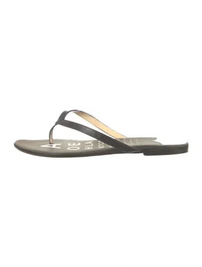 Pre-owned Jimmy Choo X Anya Hindmarch Leather Flip Flops In Black