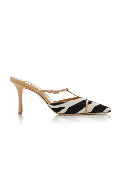 Jimmy Choo X Conner Ives Gloria Zebra-print Pony Hair Mules In Multi
