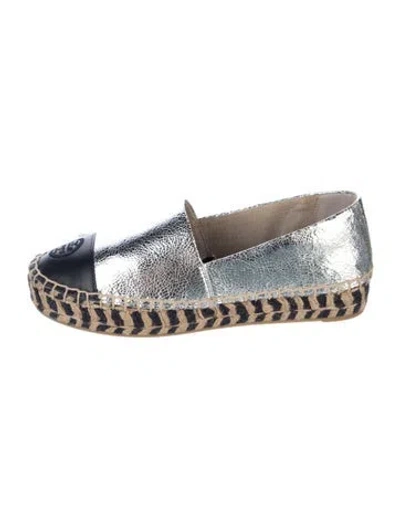 Pre-owned Jimmy Choo X Eric Haze Curated By Poggy Leather Colorblock Pattern Espadrilles In Silver
