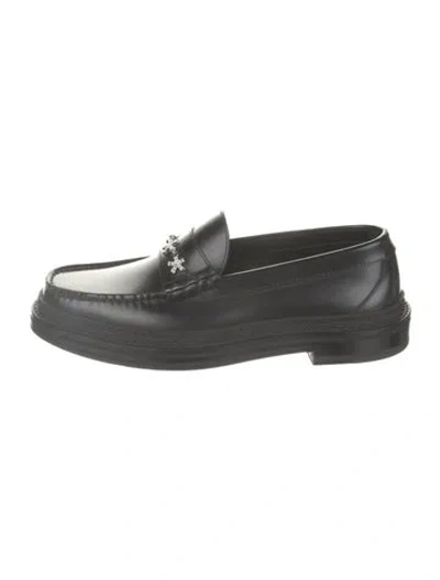 Pre-owned Jimmy Choo X Eric Haze Curated By Poggy Leather Crystal Embellishments Loafers In Black